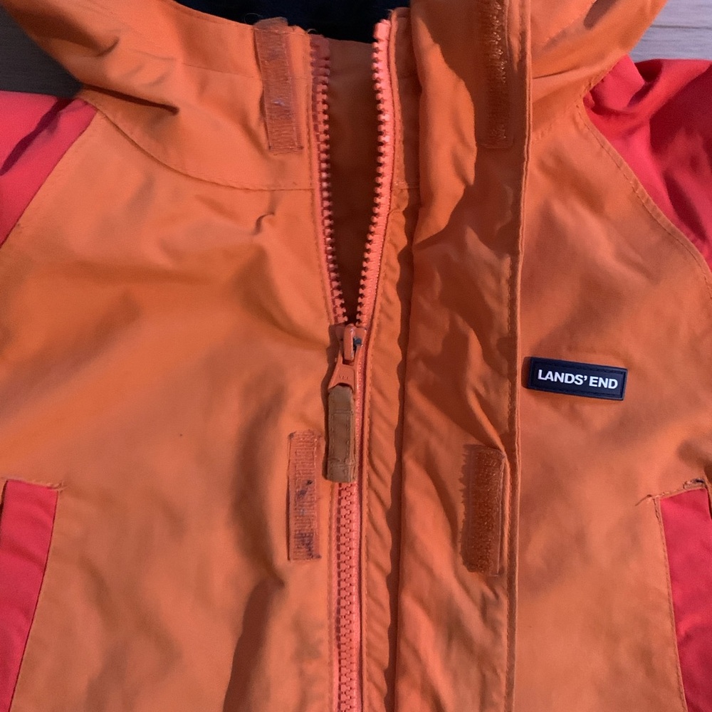 Lands’ End Kids Squall Parka L 10-12 Orange Waterproof Insulated Winter Coat - Picture 8 of 15